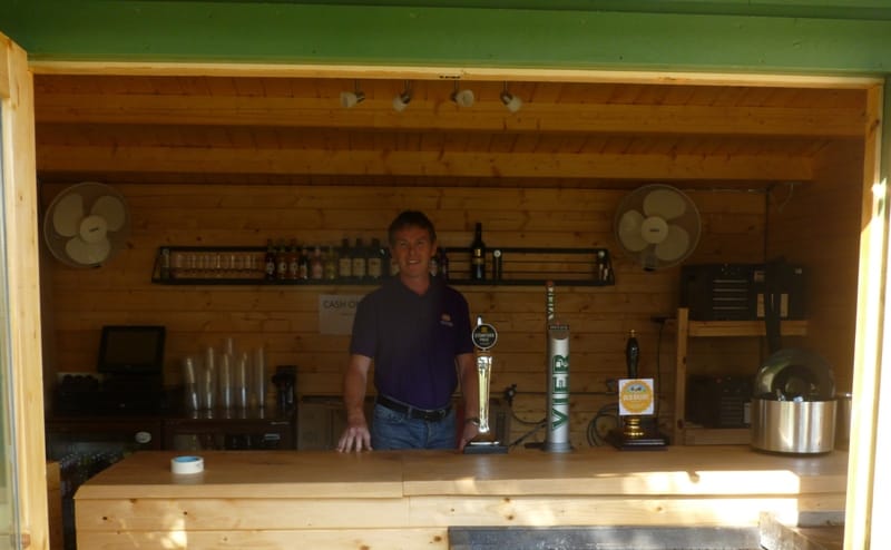 Wipers' landlord Garry Dowling manning the bar installed especially for this year's festival