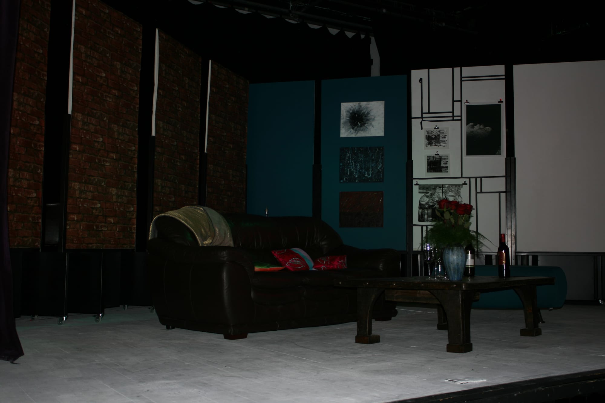 Students painted the mobile screens used on set