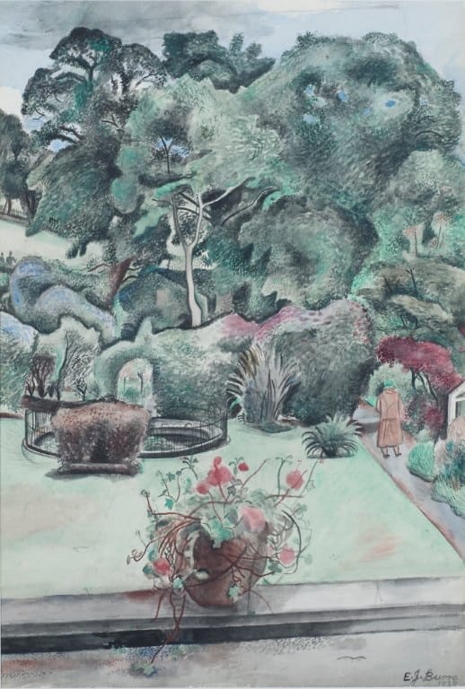 'Garden at Springfield, 1927' by Edward Burra, currently on loan by Rye Art Gallery to the Jerwood