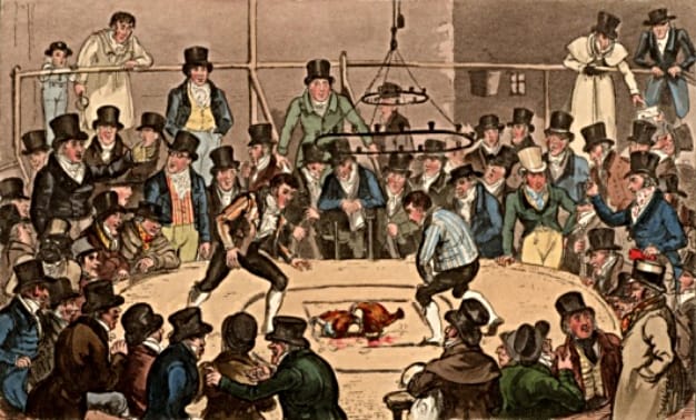 A typical cockfight, location unknown