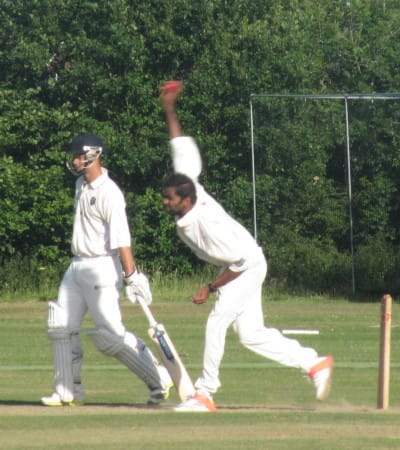  Waingankar on his way to take the first Hellingly wicket