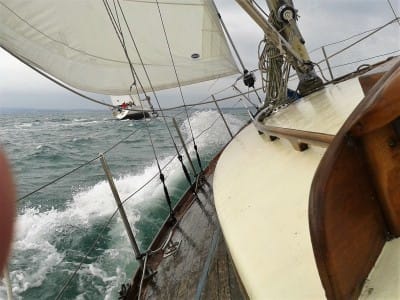 Spray flying, Helena Anne chases down Roxanne