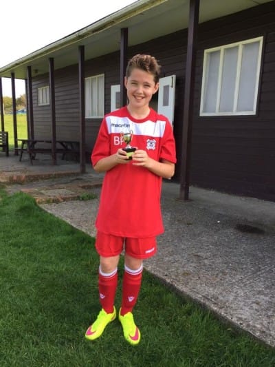 Bradley Paine with his Man of the match trophy.
