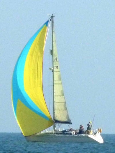Roxanne, the first of only 2 boats to finish on Sunday