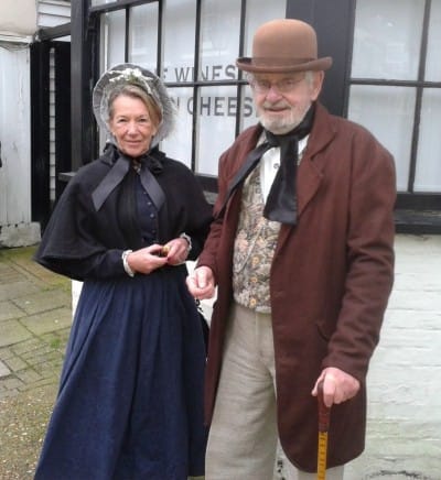 A Victorian gentleman and his lady entering fully into the spirit of the occasion