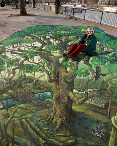 Woodland Trust CEO Beccy Speight and wandering tree