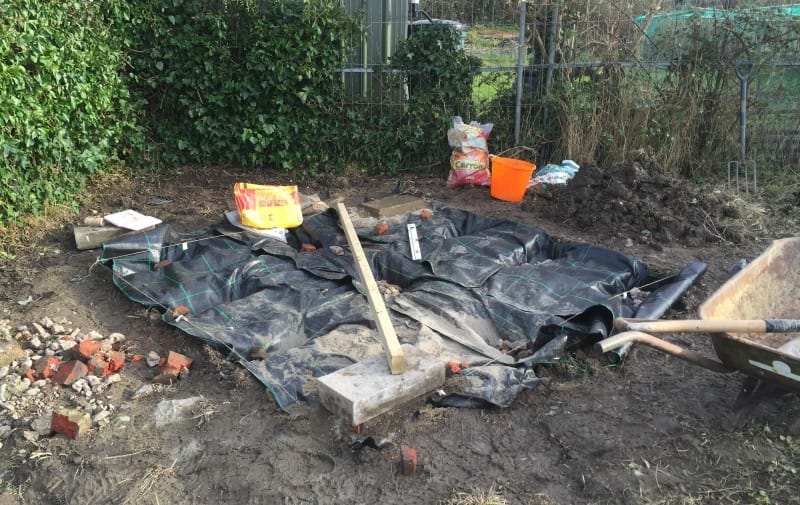 Laying out the shed base