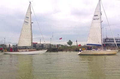 .......while the cruiser glide serenely past en route to the sea