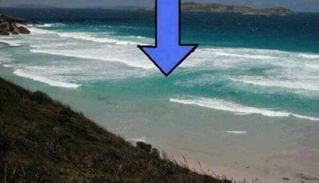 The outgoing rip current can clearly be seen in this photo