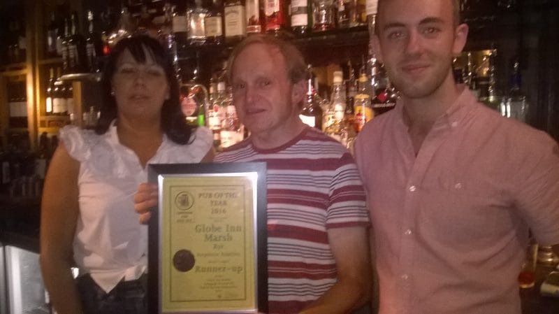 Tom and Julie receive the Reward for Runner Up best pub of the year