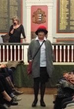 Jane in white shirt and Lesley commentates