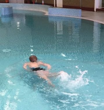 The first leg was an 80 metre swim